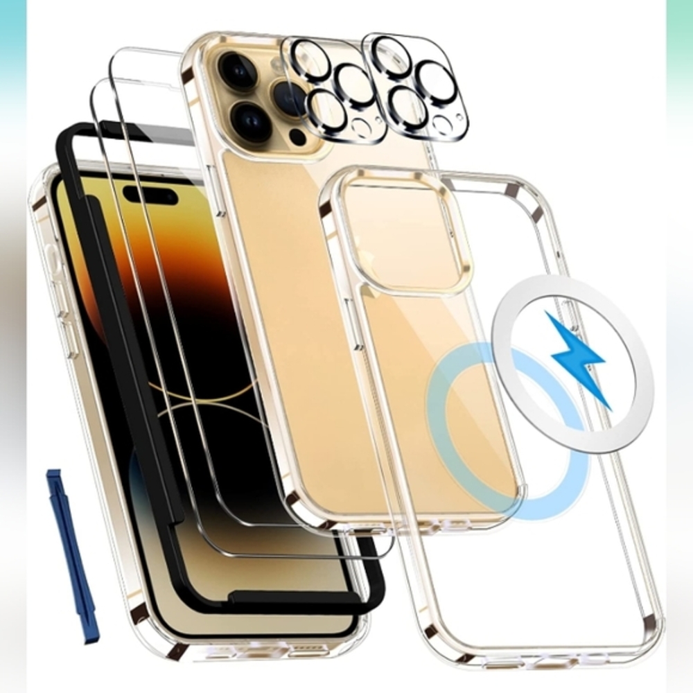 Jeywiry [7 in 1] Case for iPhone 14 Pro with 2 Screen Protectors and 2 C…